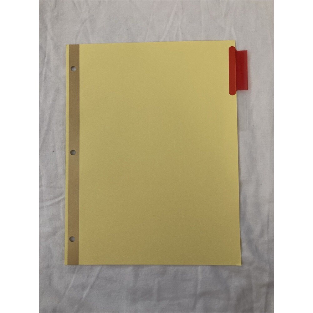 Unbranded 11”x8.5” Paper Yellow Binder Divider | Incomplete (2 Out Of 5 Sheets)